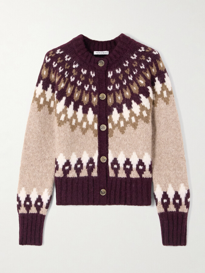 Veronica Beard - Christina Fair Isle Alpaca-blend Cardigan - Brown