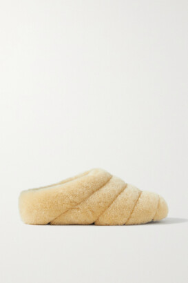 Criss Cross Fuzzy Slippers - Cream