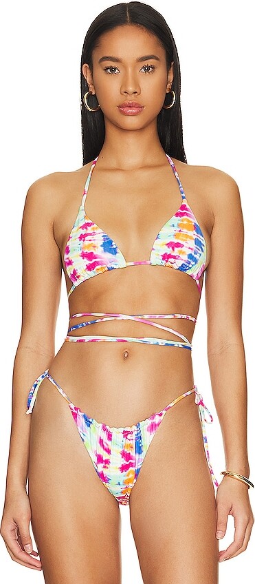 Peek & Beau Fuller Bust triangle bikini top in pink crinkle