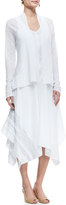 Thumbnail for your product : Eileen Fisher Sleeveless V-Neck Asymmetric Dress, White, Petite