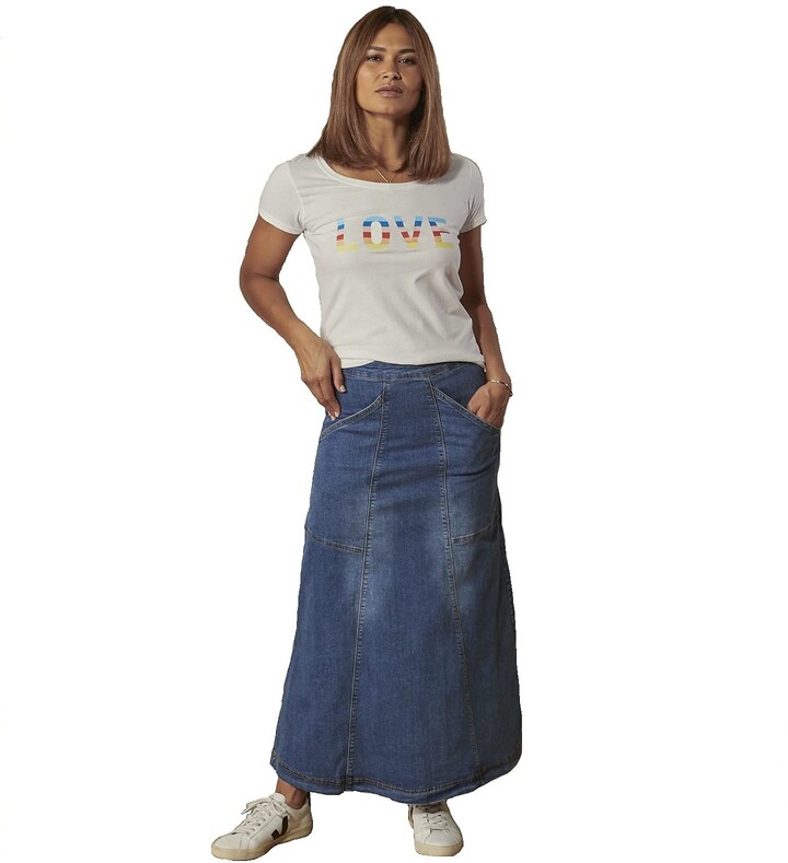 maxi denim skirts