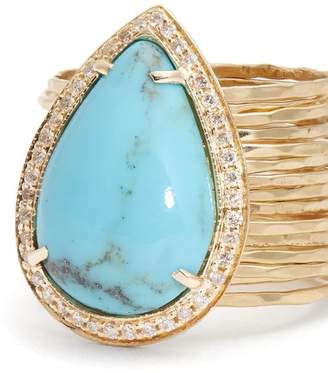 Jacquie Aiche Diamond, Turquoise & Yellow Gold Ring - Womens - Blue