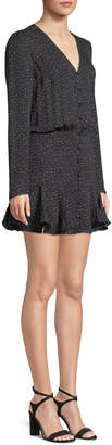 Veronica Beard Riggins Button-Front Flounce Mini Dress