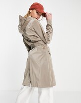 Thumbnail for your product : Rains 1824 belt coat with hood in velvet taupe