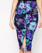 Thumbnail for your product : ASOS co-ord Pencil Skirt in Scuba in Floral Print with Front Split
