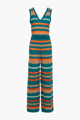 M Missoni Crochet-knit Wool And Cotton-blend Wide-leg Jumpsuit