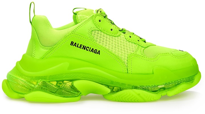 Balenciaga Triple S neon yellow mesh sneakers - ShopStyle
