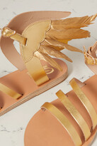 Thumbnail for your product : Ancient Greek Sandals Victory Of Samothrace Feather-embellished Metallic Leather Sandals - Gold