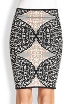 Thumbnail for your product : BCBGMAXAZRIA Mollee Lace-Patterned Stretch-Knit Pencil Skirt