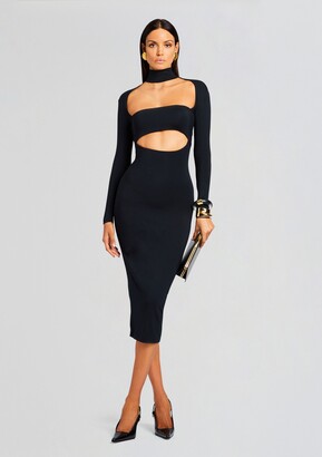 Going for the Wow Black Long Sleeve Cutout Maxi Dress