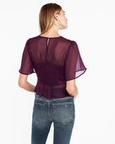 Thumbnail for your product : Express Smocked Bodice Peplum Abbreviated Blouse