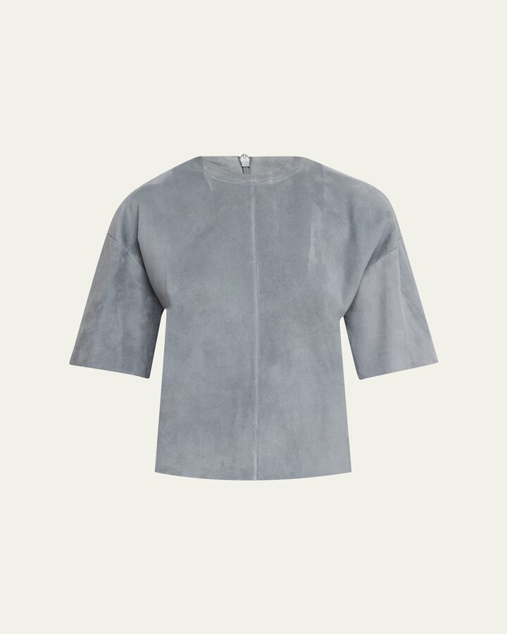Max Mara Morris Suede Short-Sleeve T-Shirt