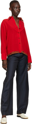 Eftychia Red & Brown Silk 2-In-1 Shirt