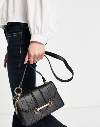 Topshop Trophy quilted crossbody bag in black - ShopStyle
