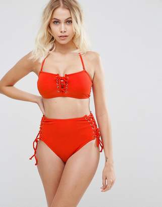 Wolfwhistle Wolf & Whistle Textured Lace Up Bikini Top B-C Cup