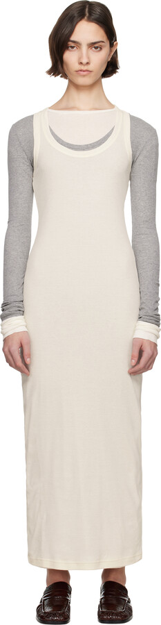 Jil Sander Gray 3 Layers Long Sleeved Maxi Dress