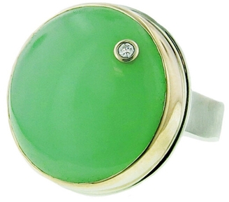 Jamie Joseph Round Green Quartz Ring with Diamond