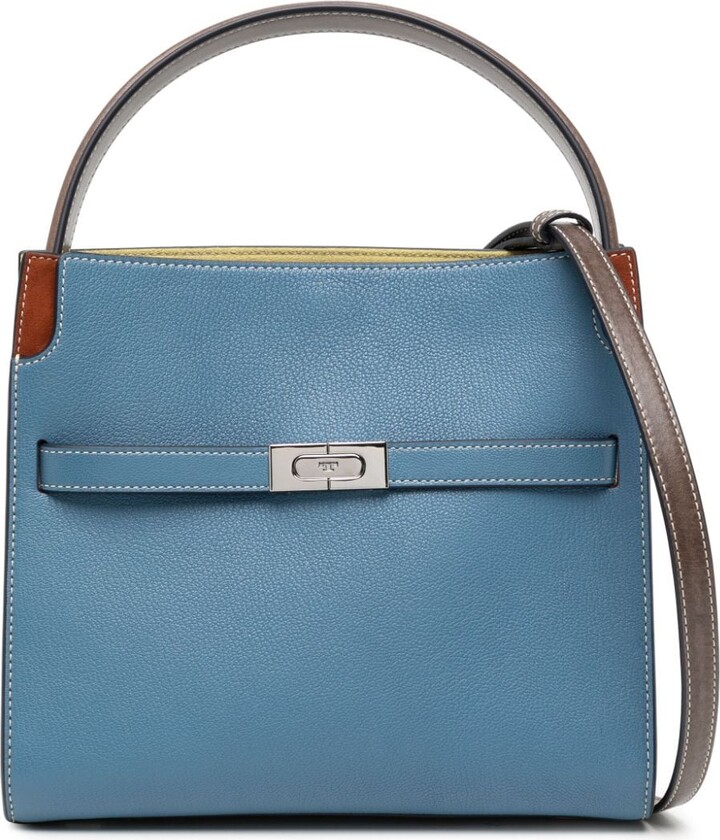 Tory Burch Lee Radziwill Embossed Small Satchel in Blue