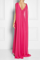 Thumbnail for your product : Notte by Marchesa 3135 Notte by Marchesa Cape-back embellished silk-chiffon gown