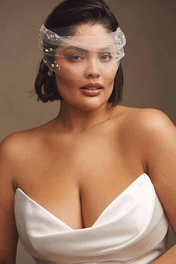 Twigs & Honey Pearl Adorned Birdcage Veil