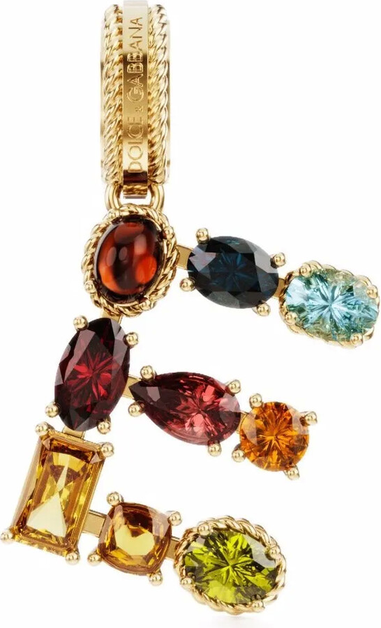 Dolce & Gabbana 18kt yellow gold E letter gemstone pendant