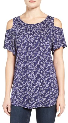 Lucky Brand Women's Cold Shoulder Print Top
