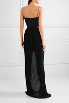 Thumbnail for your product : Stella McCartney Grosgrain-trimmed Twill And Pleated Silk-chiffon Gown - Black
