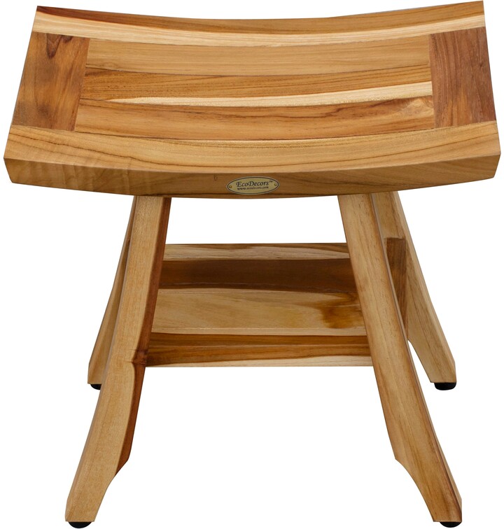 EcoDecors Satori Teak Wood Shower Bench with Shelf ShopStyle Bathroom
