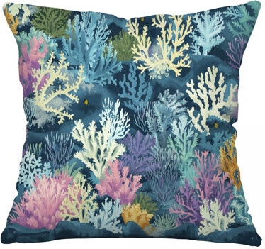 VisionDecor Coral reef Throw Pillow, Marine Cotton Twill Pillows