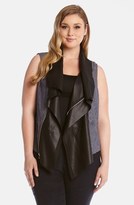 Thumbnail for your product : Karen Kane Mixed Media Drape Front Vest (Plus Size)
