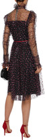 Thumbnail for your product : Monique Lhuillier Gathered Glittered Tulle Dress