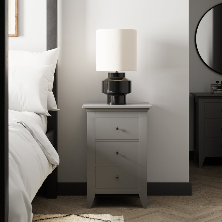 Dunelm Lynton Grey 3 Drawer Bedside Table Grey ShopStyle Chests