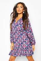 Thumbnail for your product : boohoo Floral Batwing Open Back Skater Dress