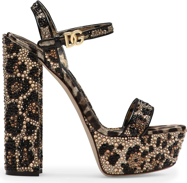 Dolce & Gabbana Rhinestone-Embellished Platform Sandals 105