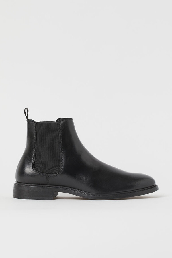 H&M Leather Chelsea Boots - Black - ShopStyle