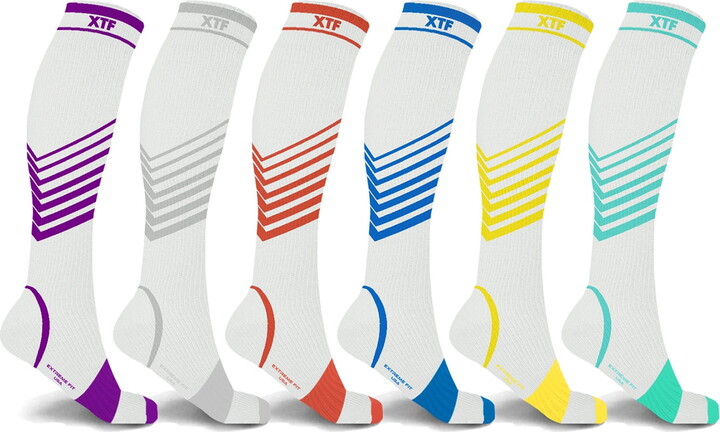 Extreme Fit Compression Soft Synthetic Fibers Knee High Socks, 6 Pair