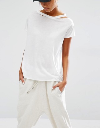 Daisy Street Relaxed T-Shirt With Distressed Neck