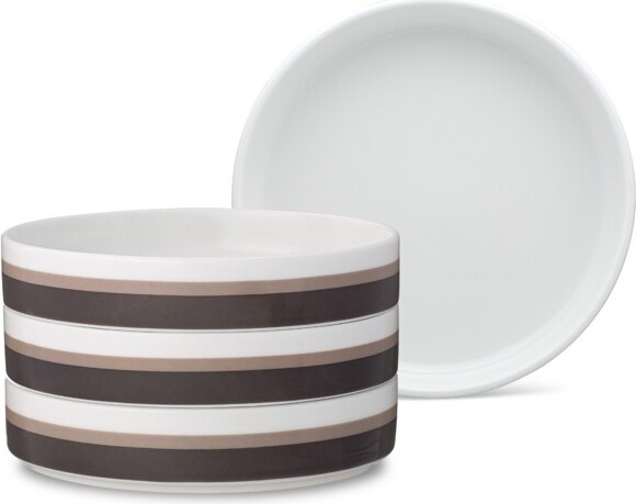 Noritake NoritakeColorStaxStripeBrownSetof4StaxDeepPlates