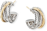 Thumbnail for your product : David Yurman DY Crossover Huggie Hoop Earrings w/ 18k Gold