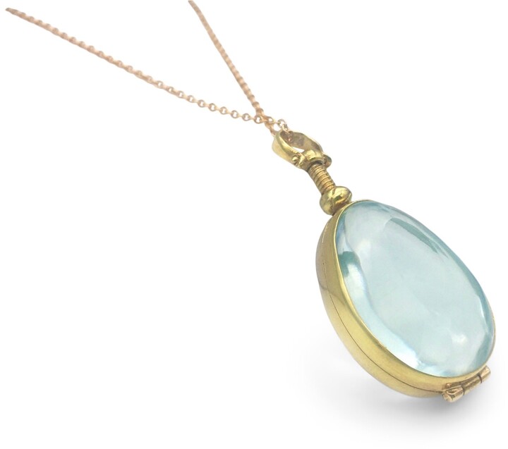 Natural Blue Chalcedony Astrological Gold Plated Pendant For Women Handmade Oval Shape Fashion Necklace