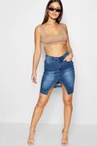 Thumbnail for your product : boohoo Petite Split Front Denim Mini Skirt