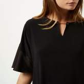 Thumbnail for your product : River Island Womens Black satin trim frill smock dress