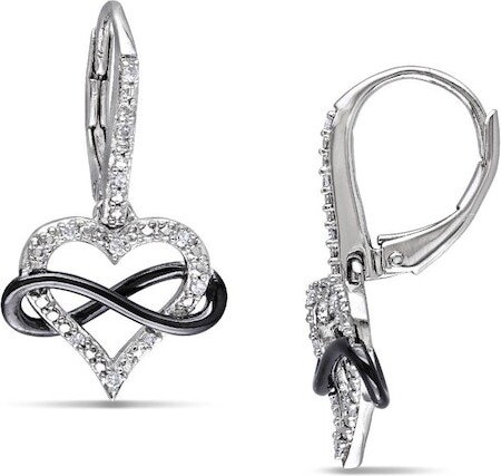 Zales Diamond Accent Infinity Heart Drop Earrings in Sterling Silver with Black Rhodium