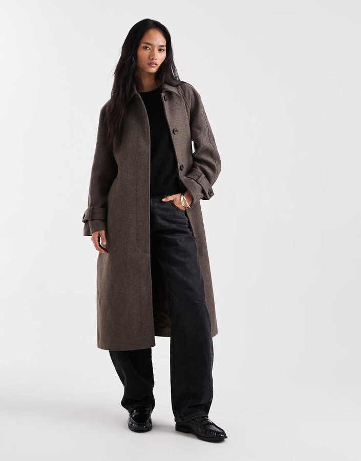 Object premium wool mix tailored trench coat in taupe