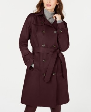 London Fog Double-Breasted Water Resistant Hooded Trench Coat, Created for Macy's