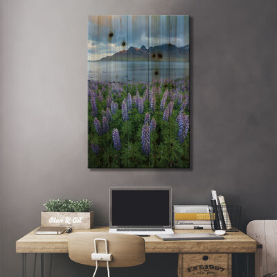 Nootka Lupines II, Stodvarfjordur Fjord, Austurland, Iceland by Gareth McCormack - Unframed Graphic Art on Wood