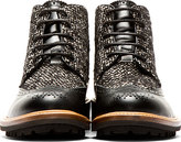 Thumbnail for your product : DSquared 1090 Dsquared2 Black Leather & Tweed Brogued Boots