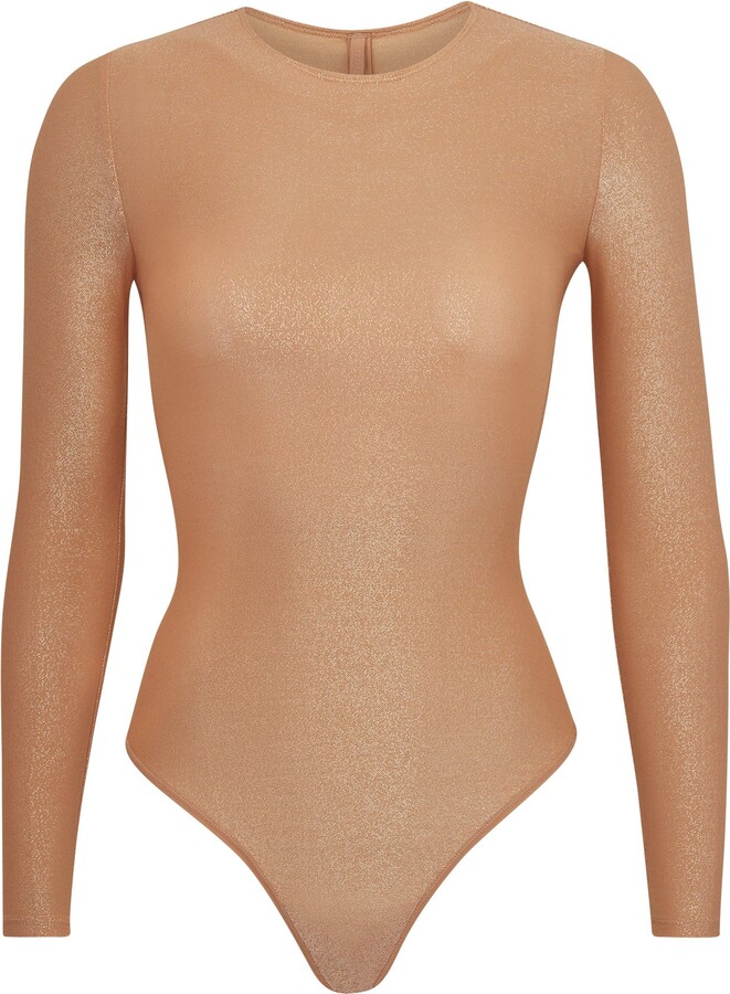 Shimmer Long Sleeve Bodysuit Ochre ShopStyle