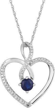 Kohl's 10k White Gold Sapphire & 1/8 Carat T.W. Diamond Infinity Heart Pendant Necklace