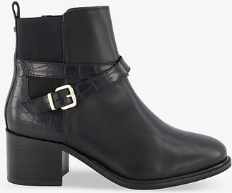 Dune Poet croc-effect heeled leather ankle boots